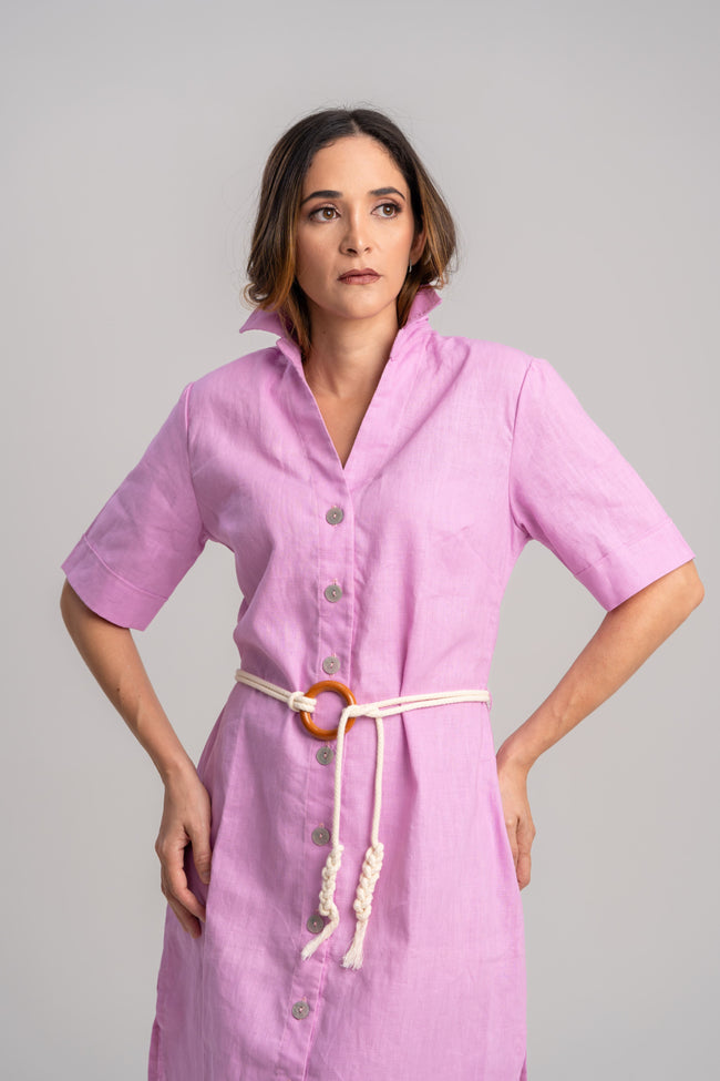 Vestido camisero morado