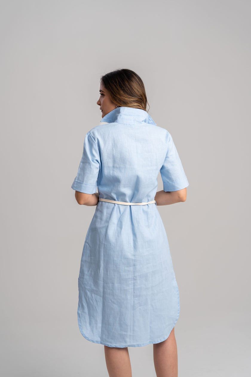 Vestido camisero azul cielo