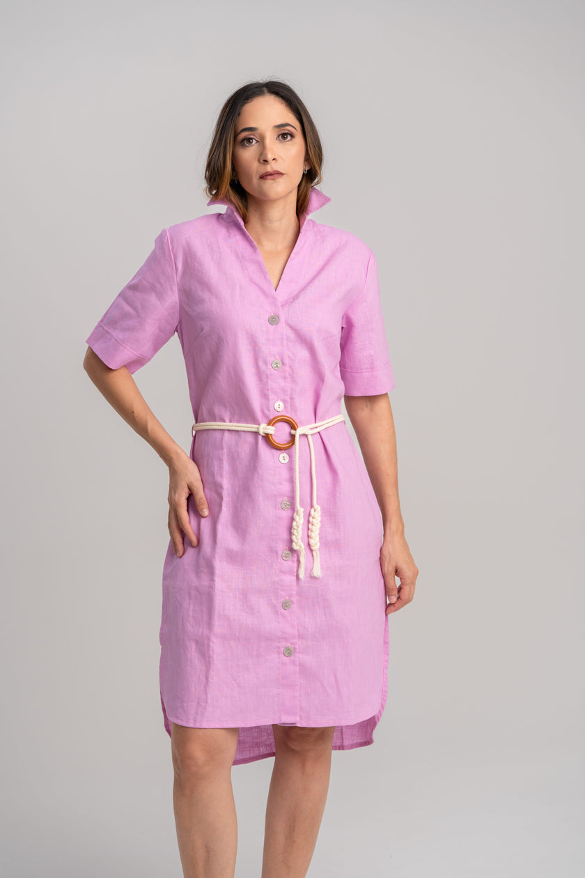 Vestido camisero morado