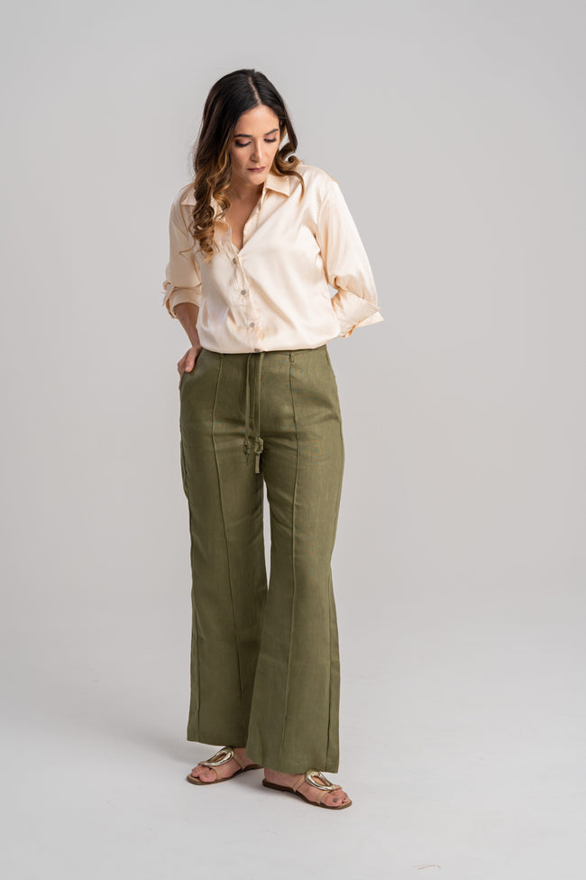 blusa de seda mujer crema
