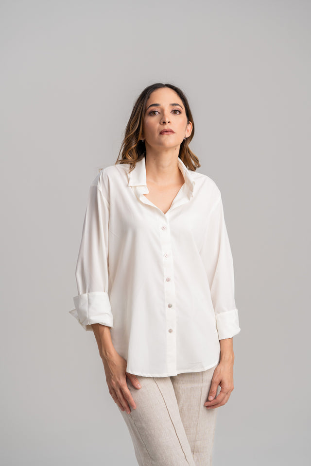 blusa de seda mujer blanca
