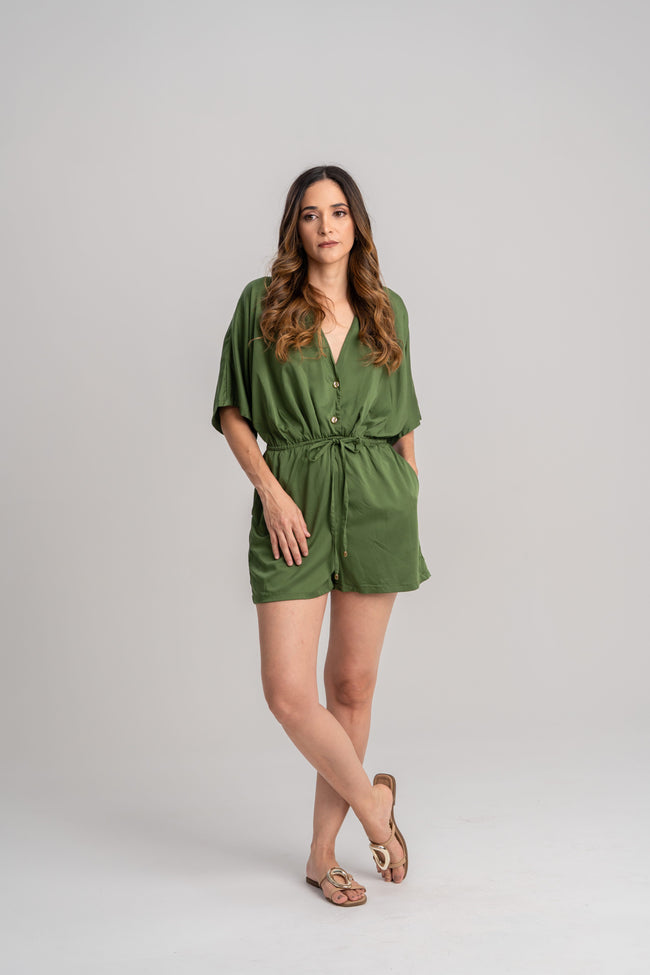 Enterizo esmeralda elegante corto