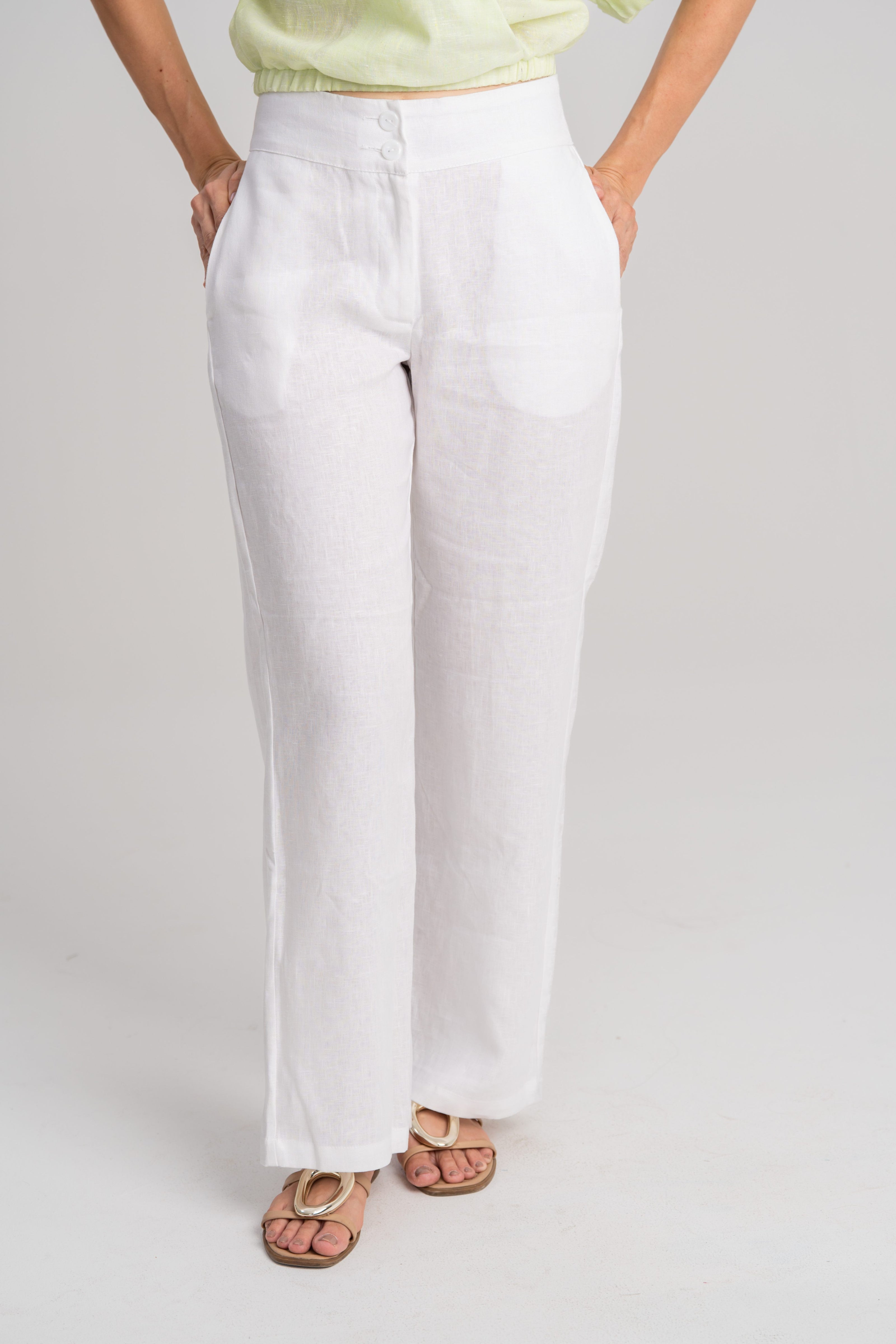 Pantalon de lino de mujer blanco