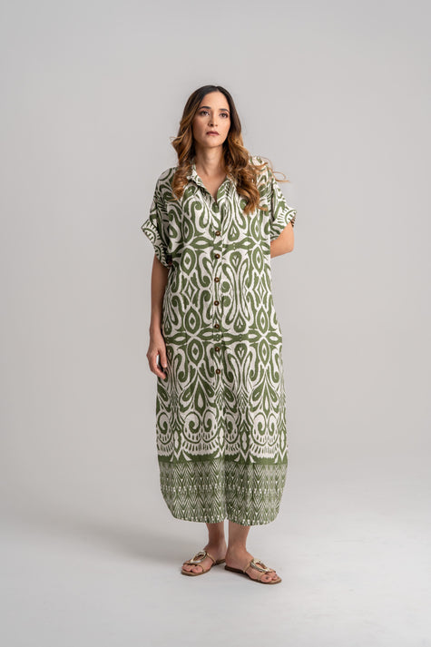 Vestido estampado verde largo