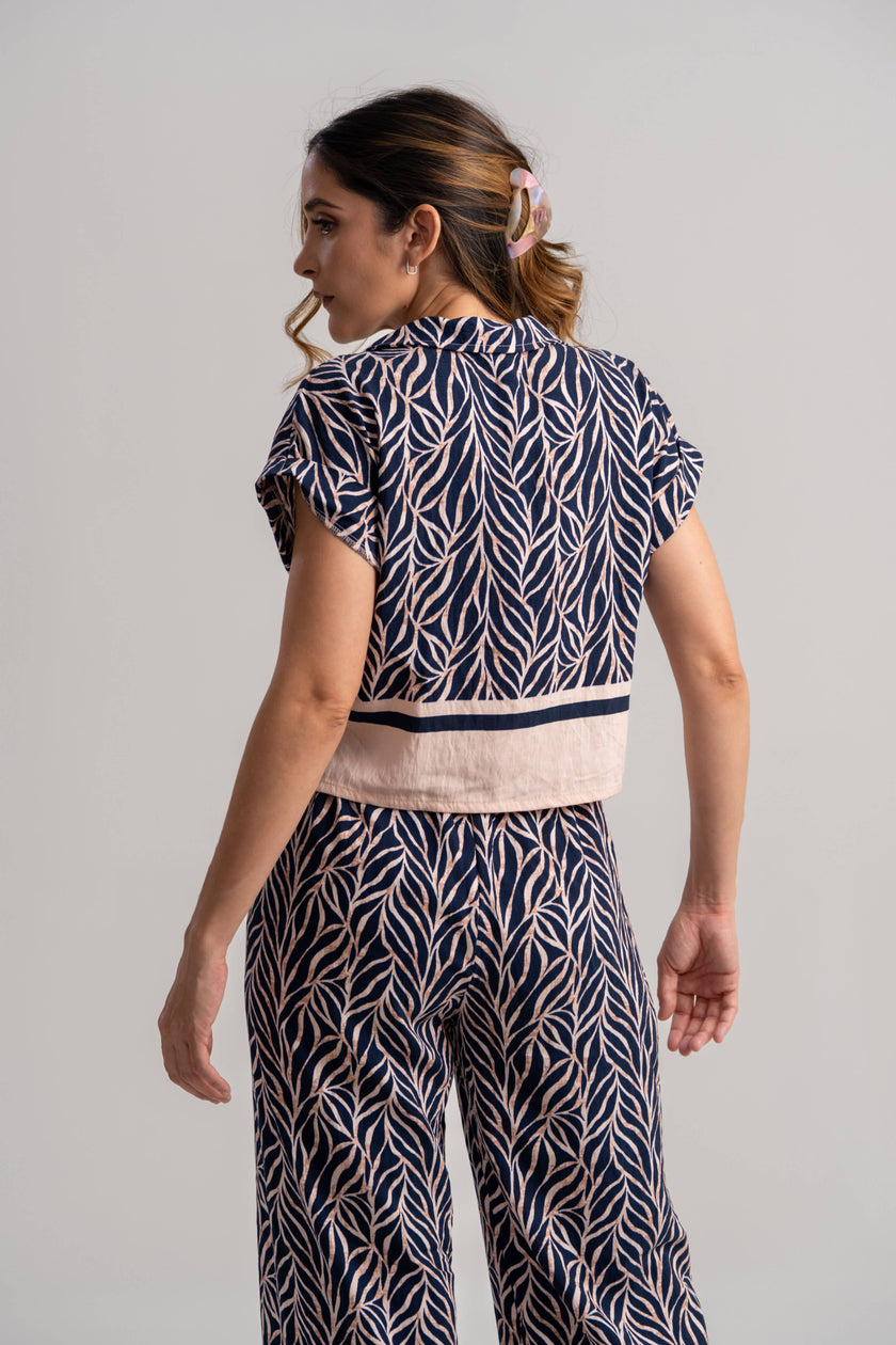 Conjunto de pantalon e blusa azul
