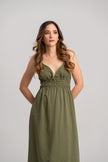 Vestido verde elegante espalda destapada