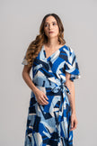 Vestido casual azul estampado