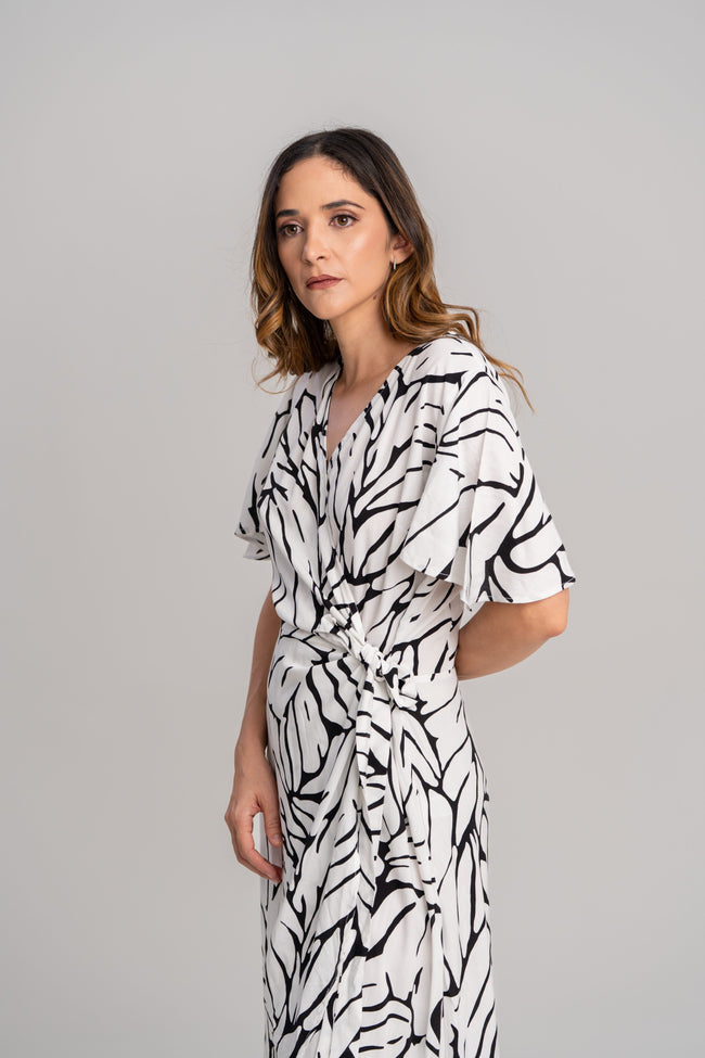 Vestido casual blanco estampado