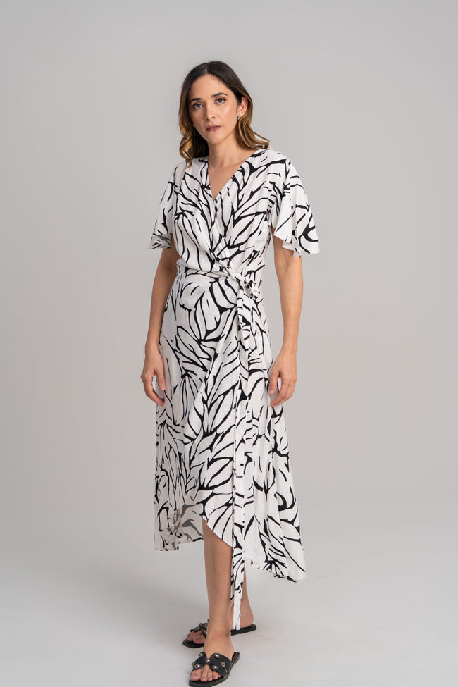 Vestido casual blanco estampado