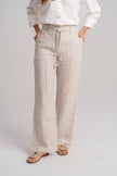 Pantalón de lino mujer bota ancha beige