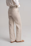 Pantalón de lino mujer bota ancha beige