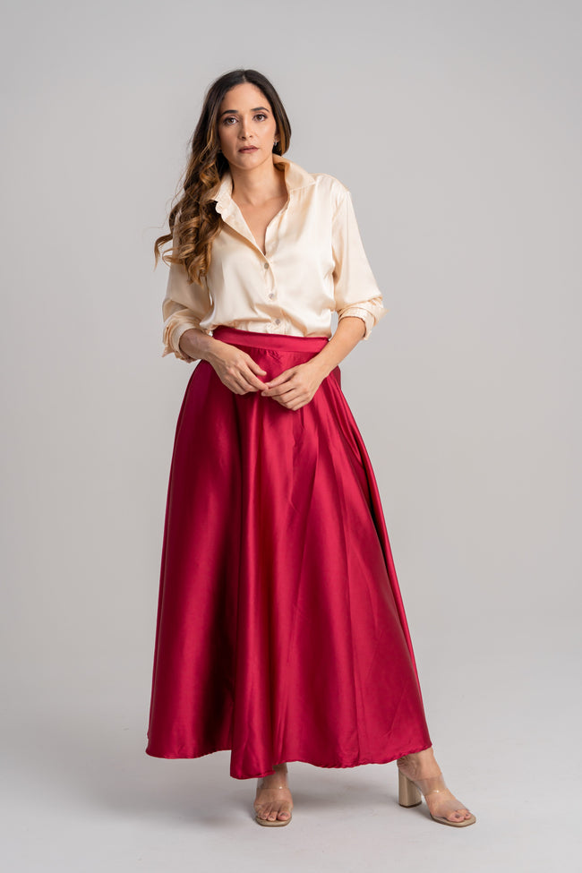 Falda larga de mujer roja
