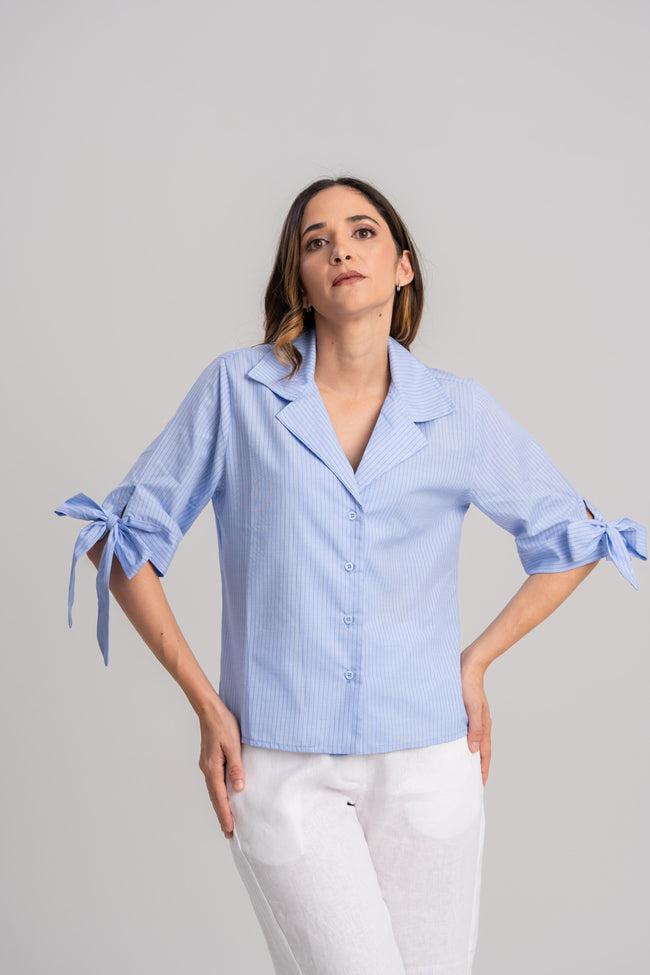 Blusa a rayas para dama azul