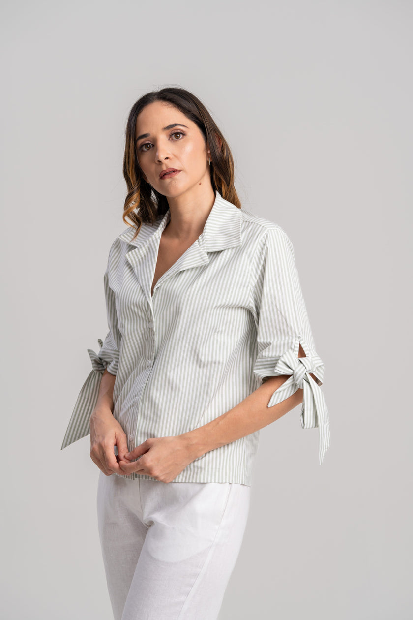 Blusa a rayas para dama verde