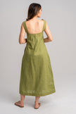 Vestido de lino verde largo
