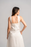 Vestido de lino beige largo