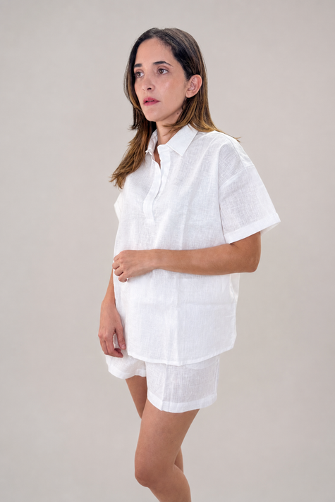 Blusa blanca mujer lino