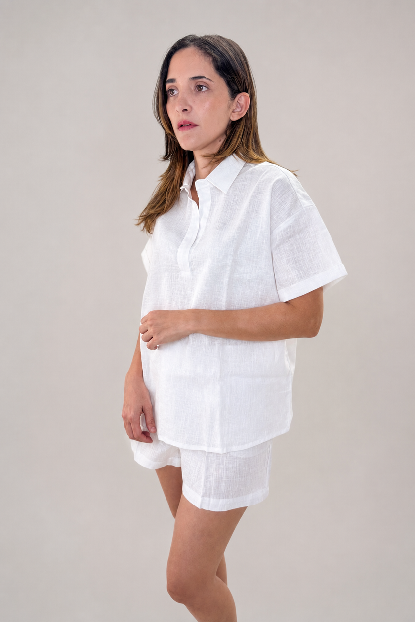 Blusa blanca mujer lino