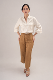 Pantalón culotte de lino café
