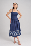 Vestido azul oscuro midi