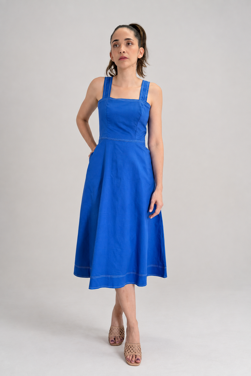 Vestido azul rey midi