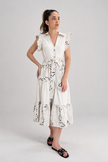 Vestido de lino beige bordado