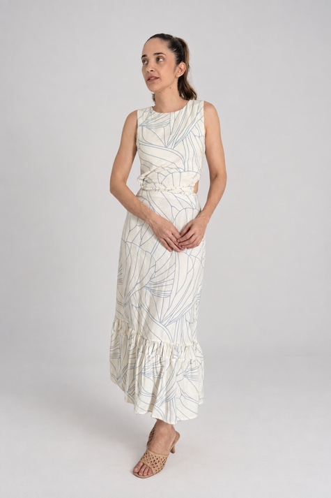 Vestido de rayon estampado azul