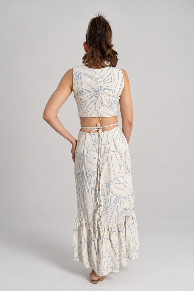 Vestido de rayon estampado azul