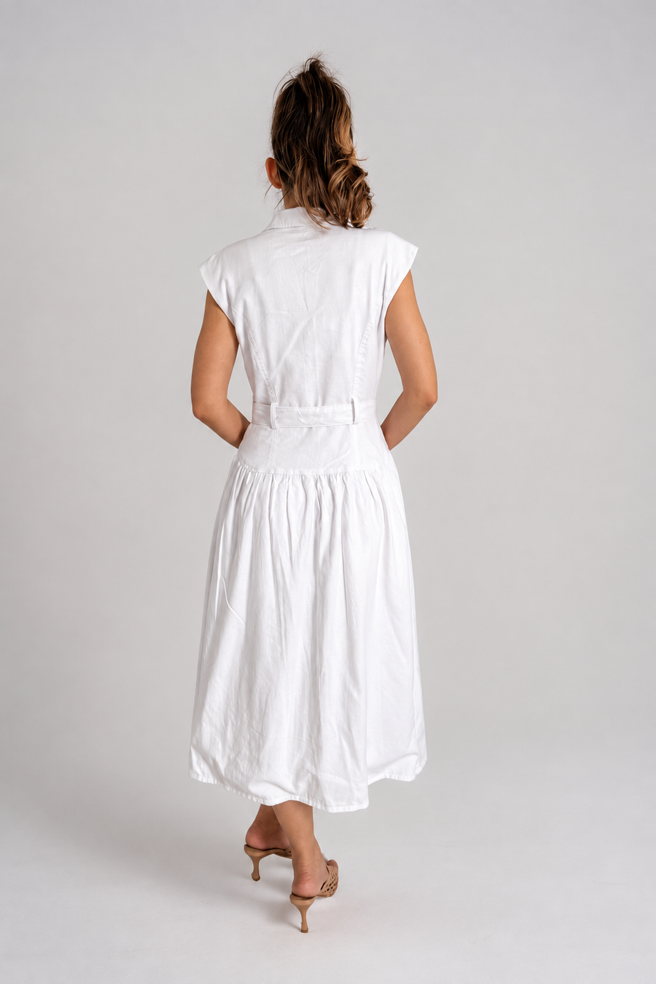 Vestido lino blanco midi