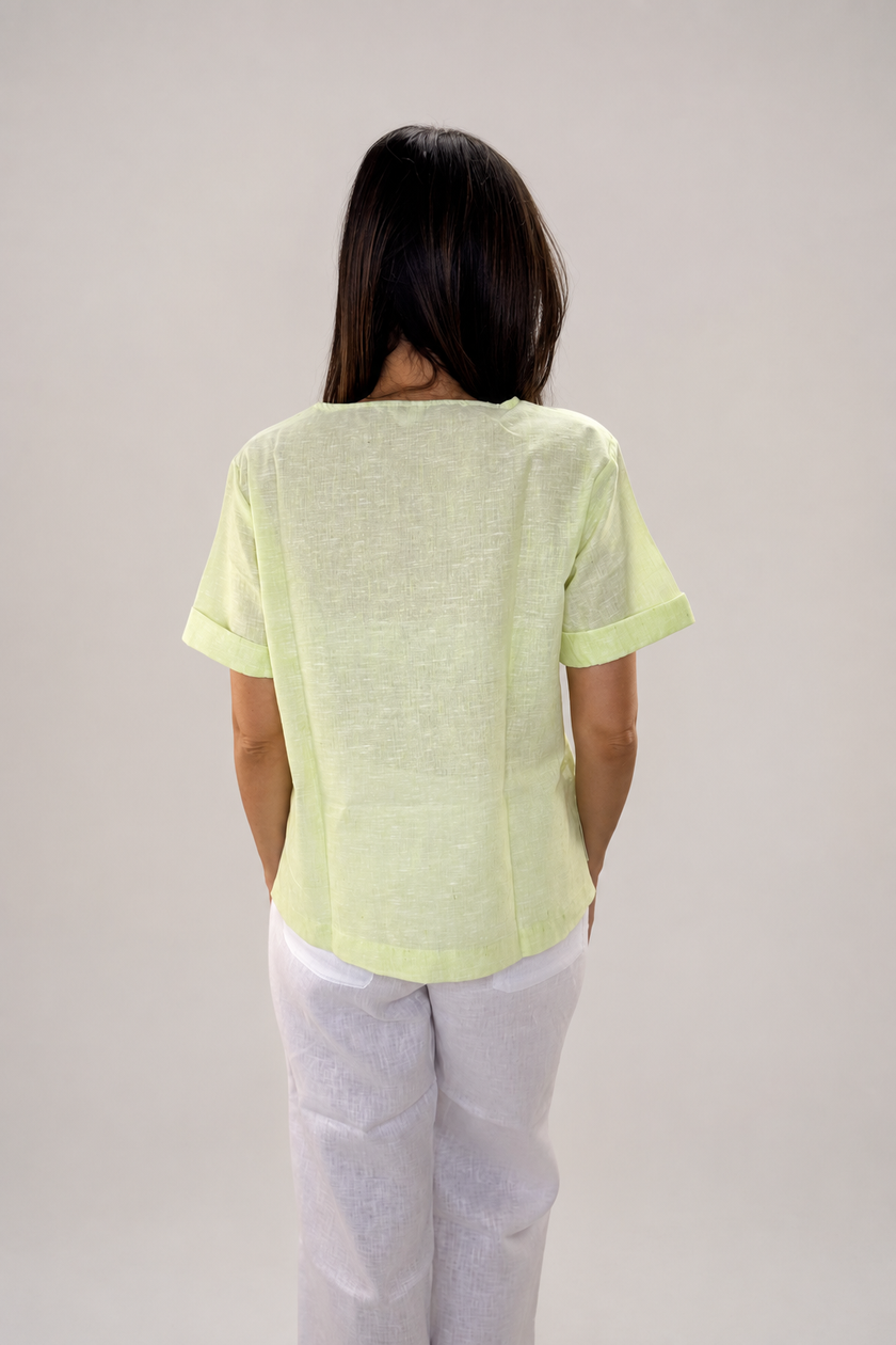 Blusa de lino mujer verde
