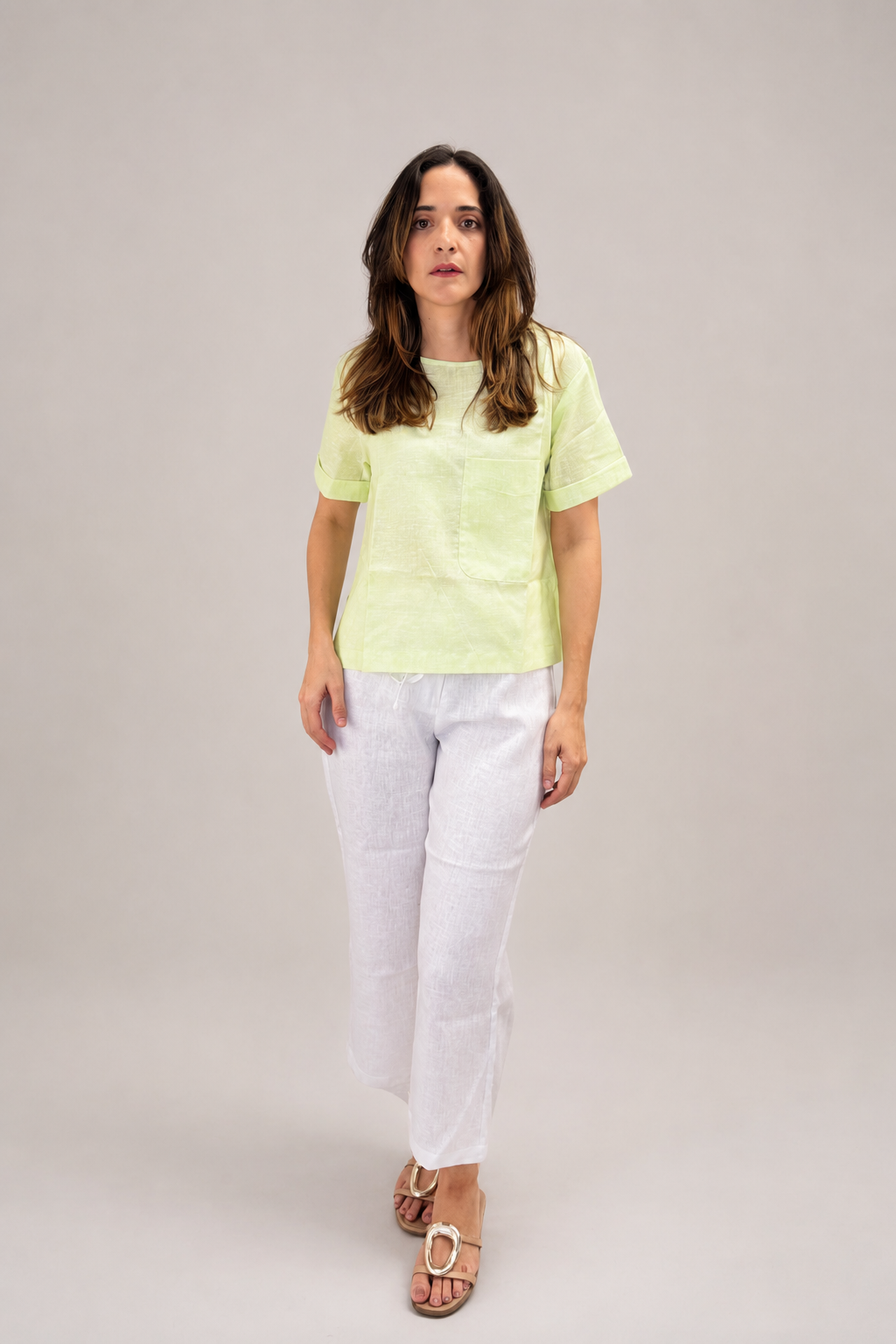 Blusa de lino mujer verde