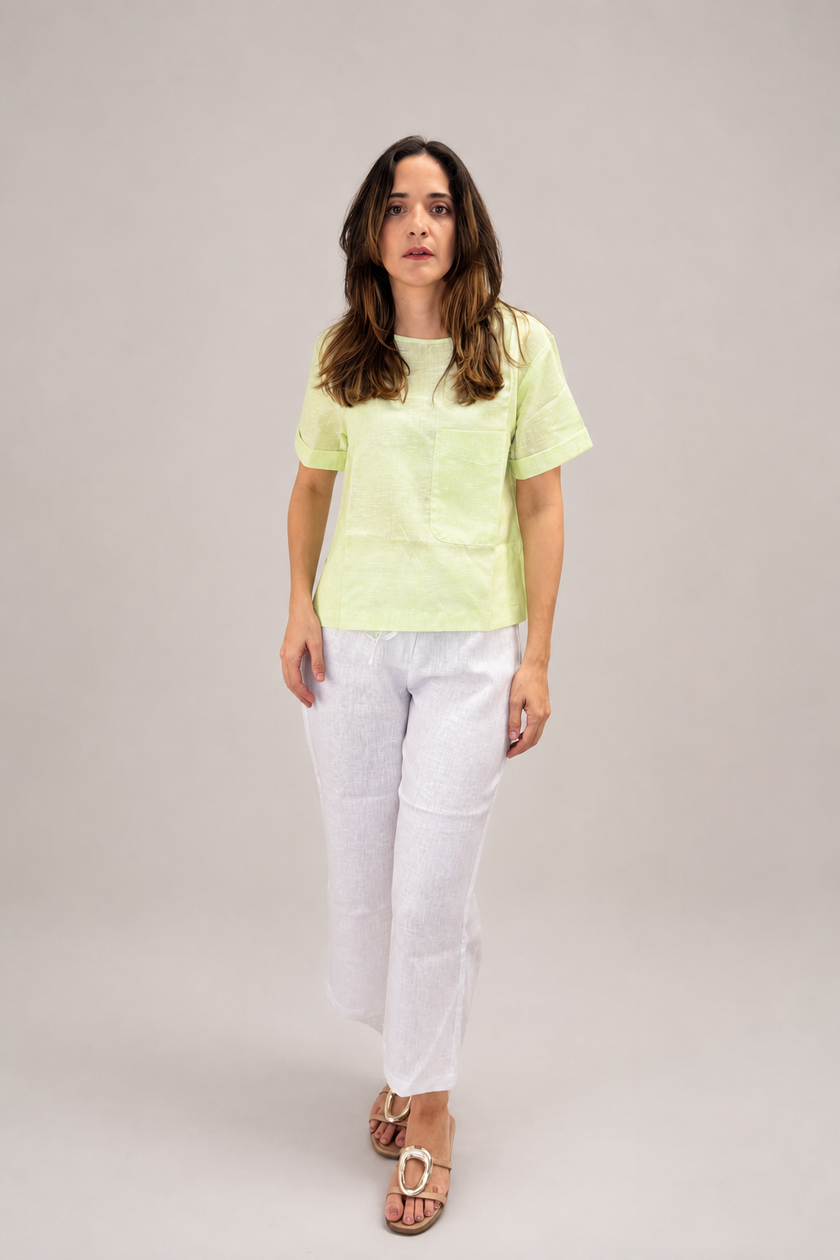 Blusa de lino mujer verde