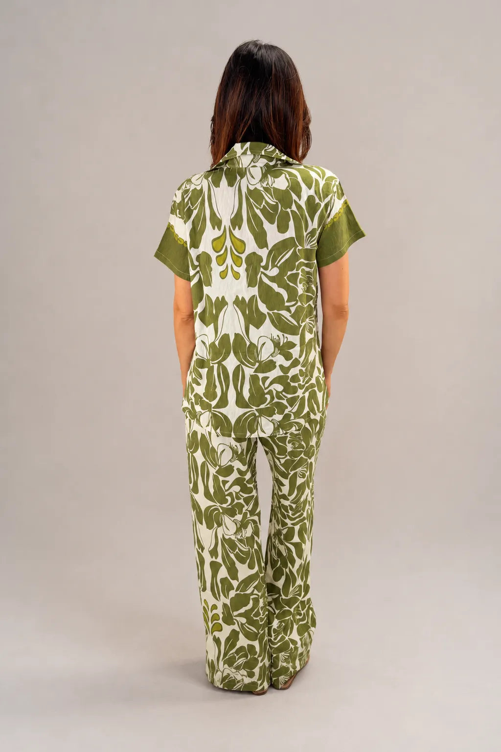 Set de dama verde estampado