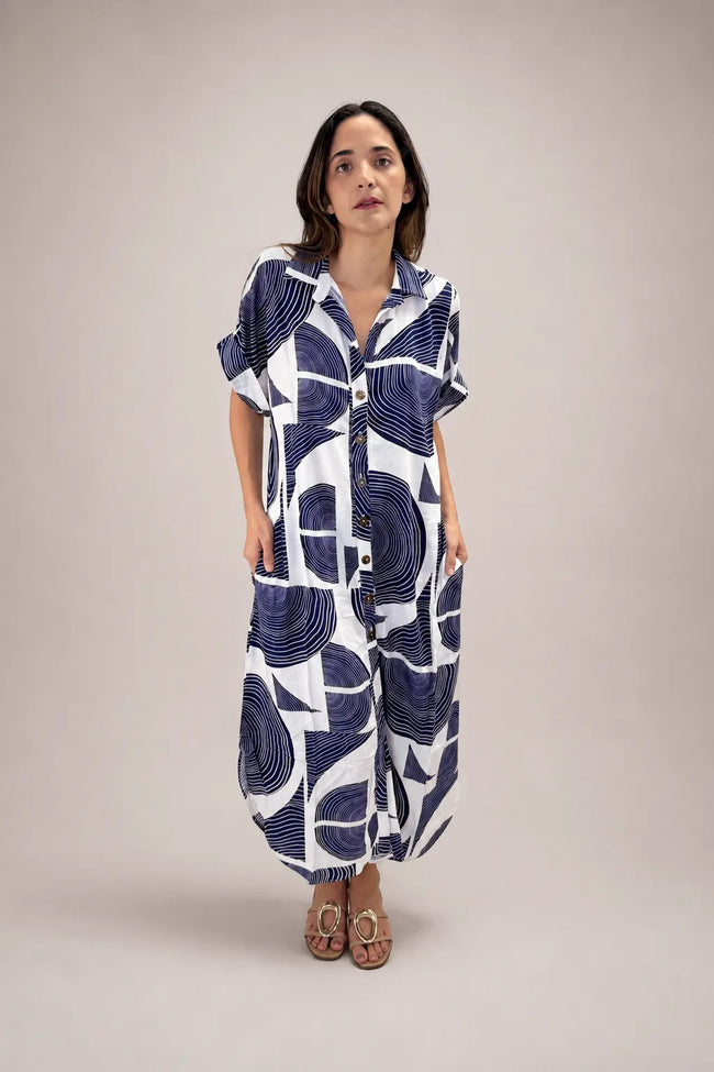 Vestido camisero mujer azul