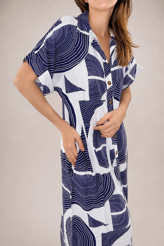Vestido camisero mujer azul