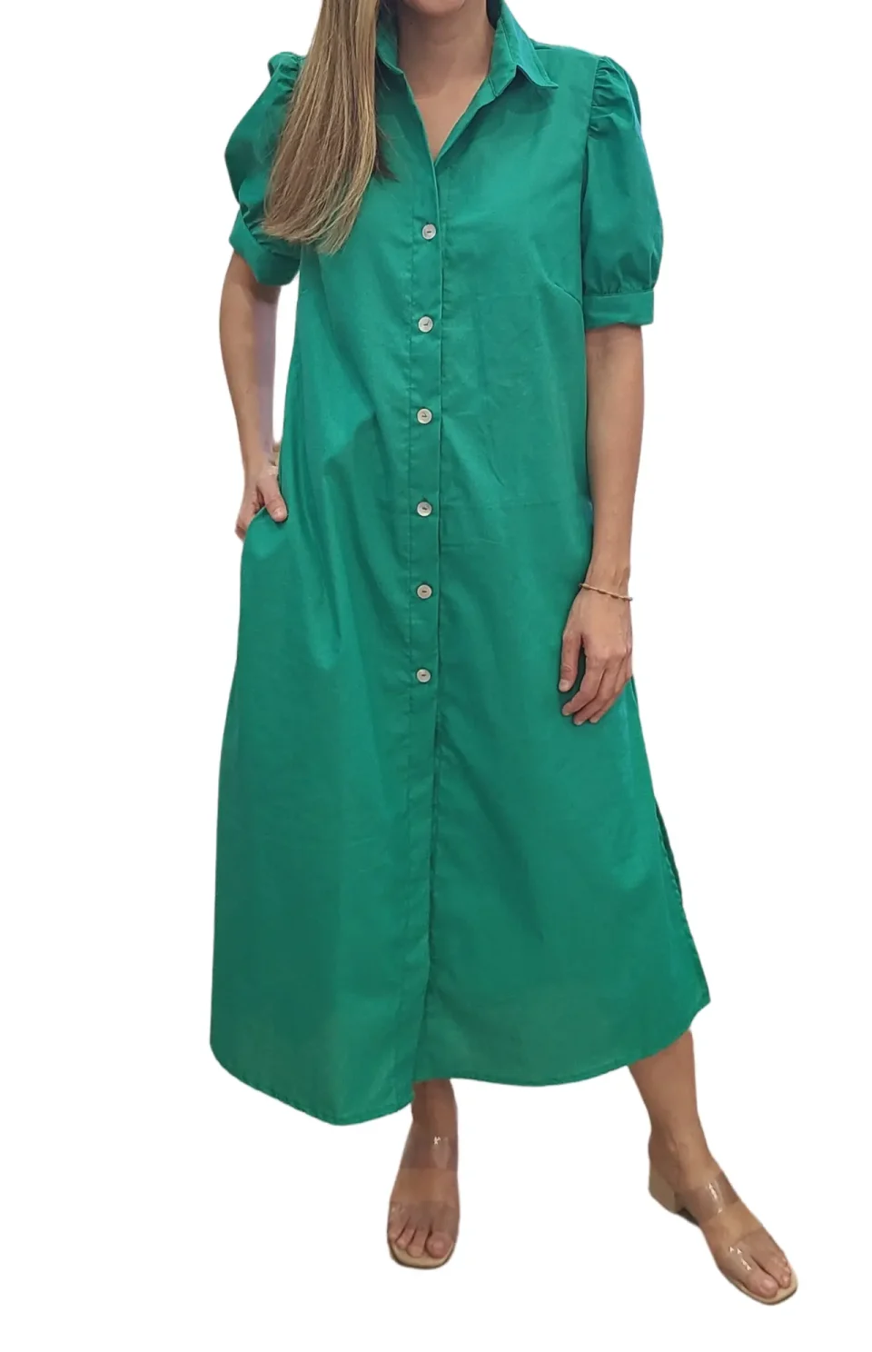Vestido Casual Verde Largo