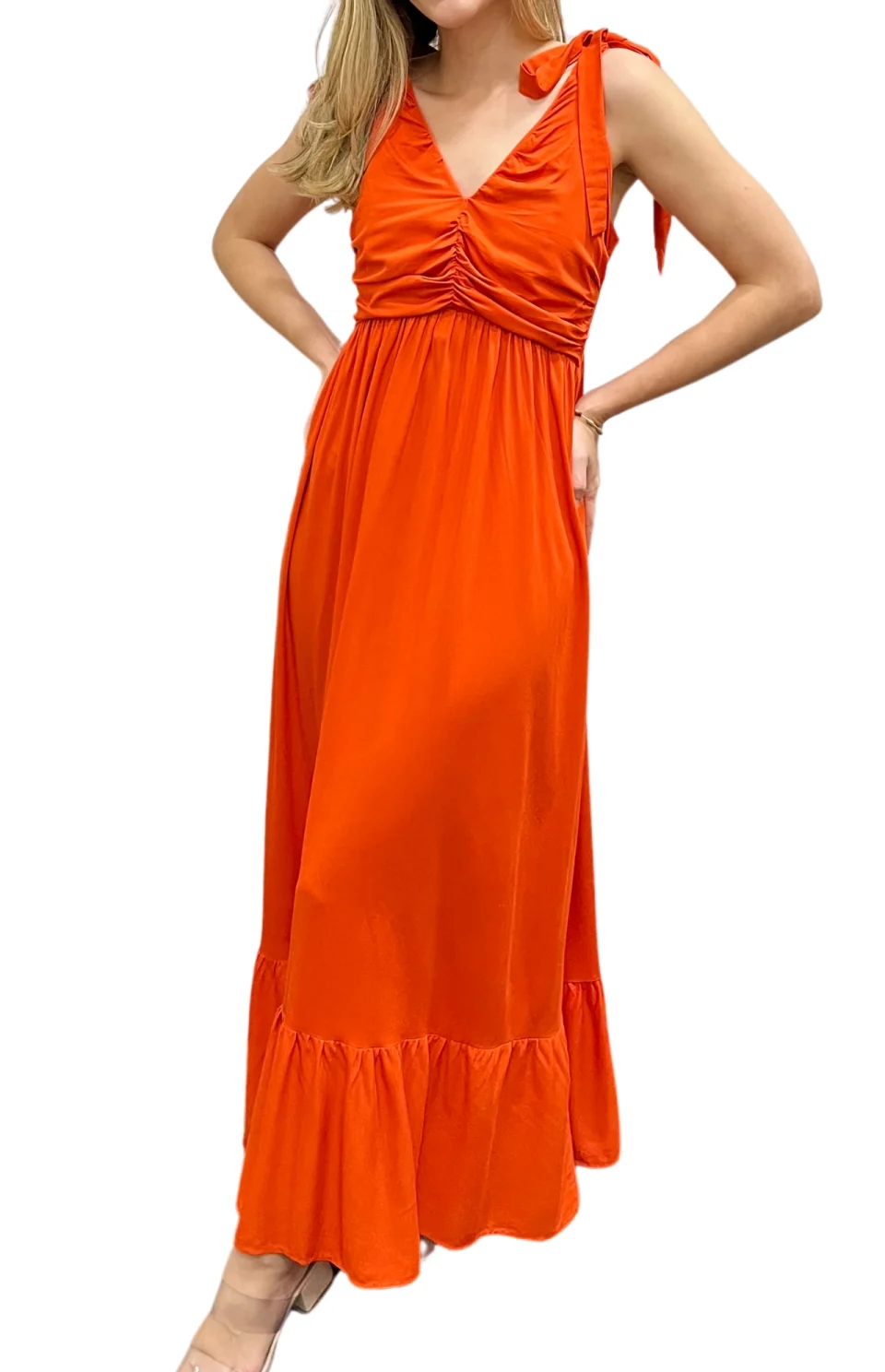 Vestido Naranja Largo Casual